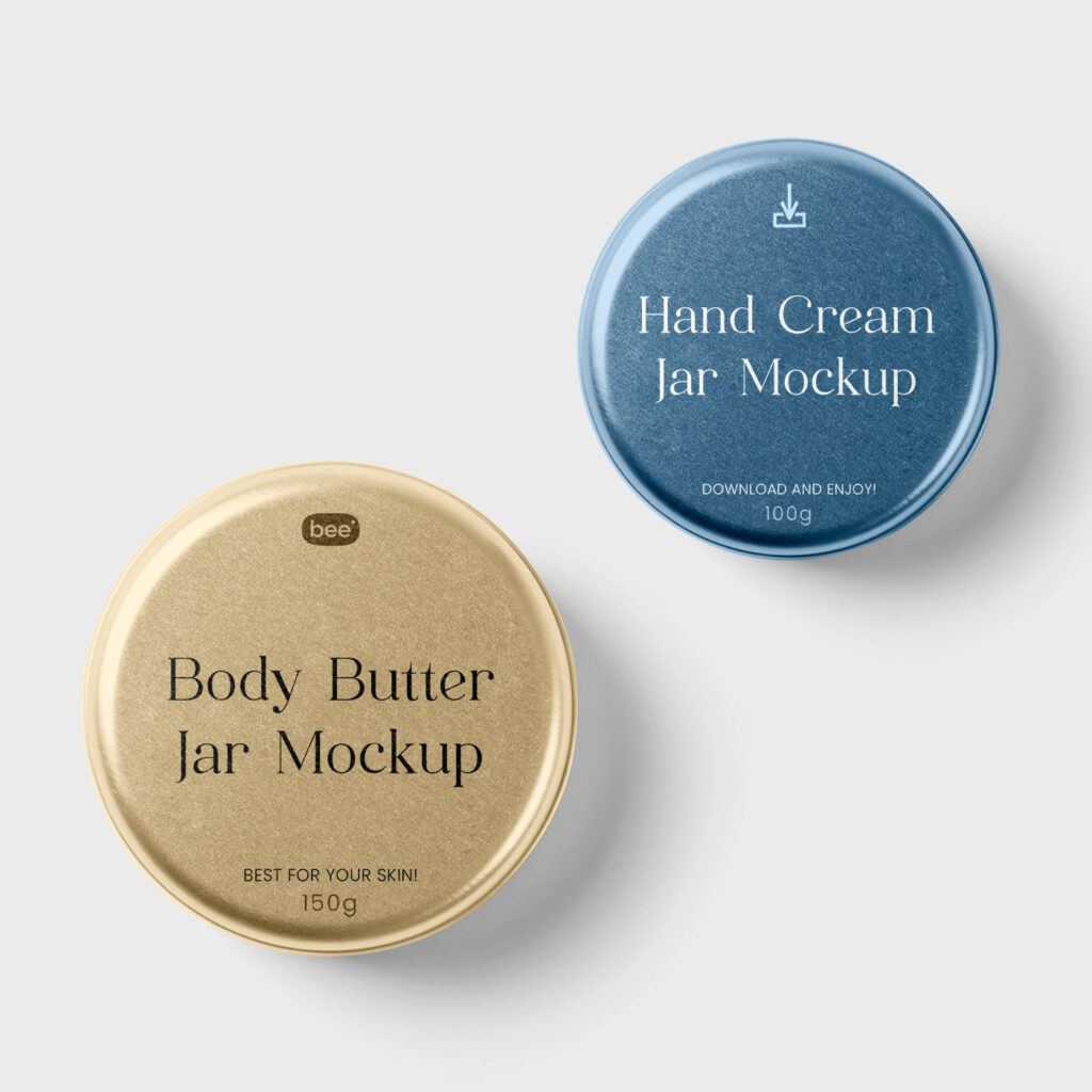 Top View of 2 Metal Jars Mockup