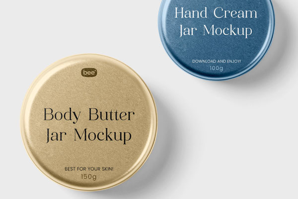 Top View of 2 Metal Jars Mockup