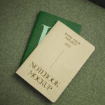 Top View of 2 Notebooks on Sofa Mockup