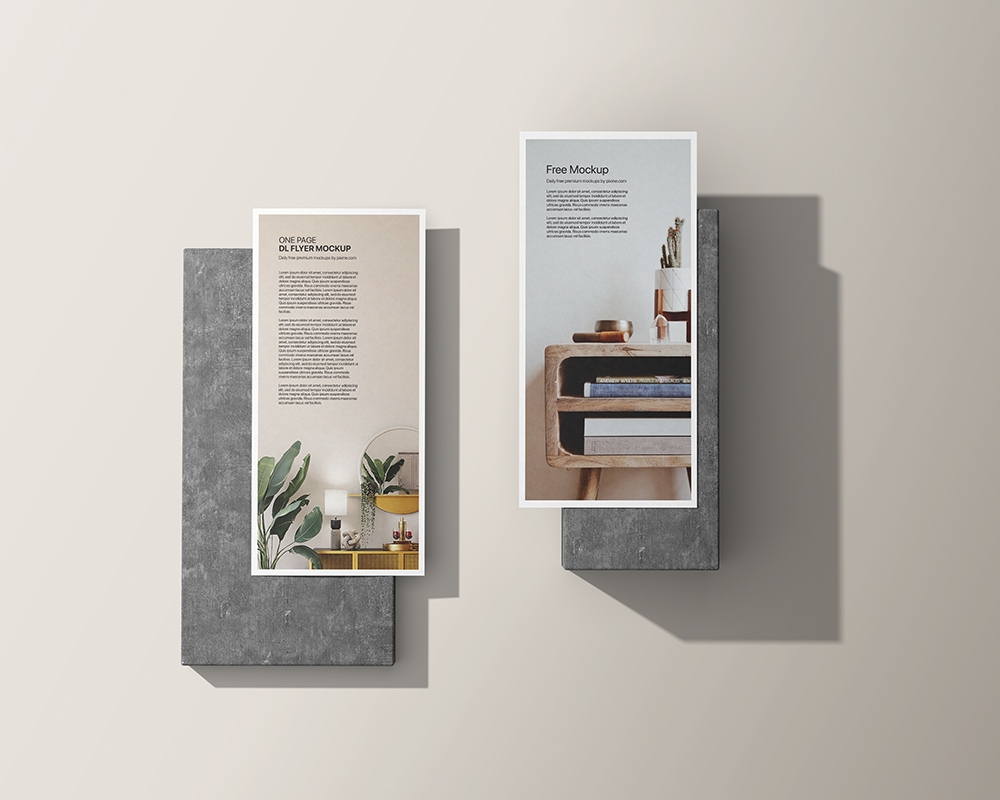 Top View of 2 One-Page DL Flyer Mockup