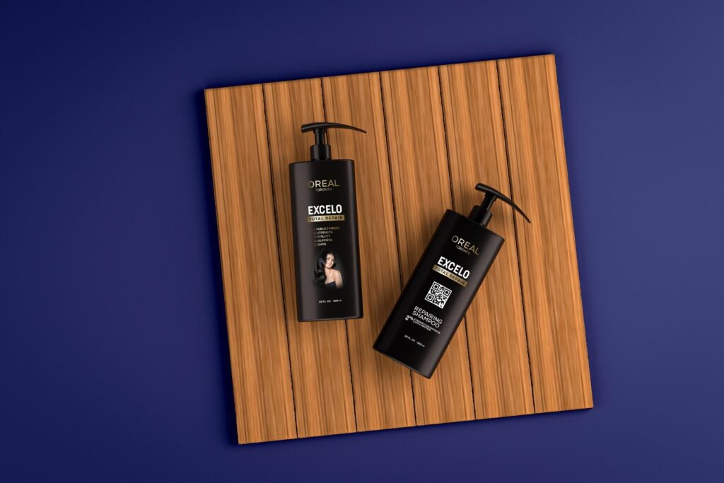 Top View of 2 Pump Spray Shampoo Bottles Mockup
