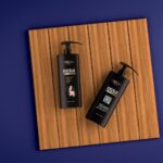 Top View of 2 Pump Spray Shampoo Bottles Mockup