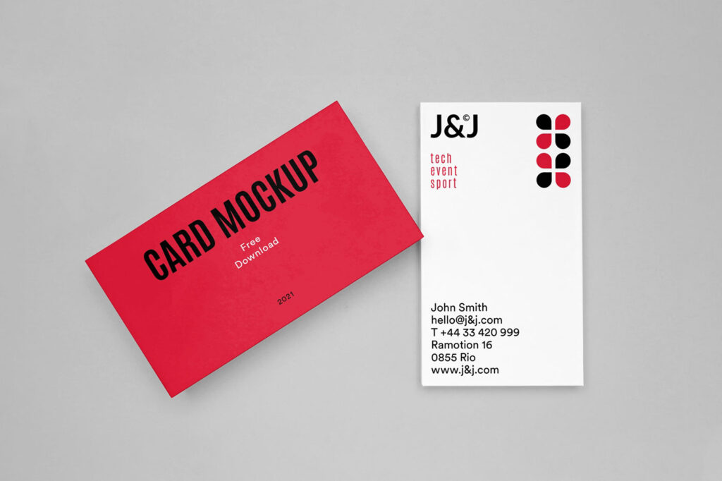 Top View of 2 Rectangle Cards Mockup