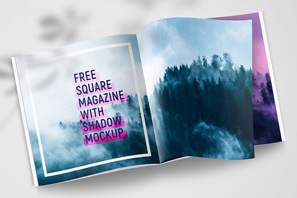 Top View of 2 Square Magazines With Shadow Mockups