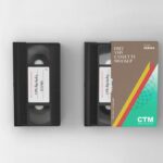 Top View of 2 Vintage VHS Cassettes Mockup