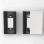 Top View of 2 Vintage VHS Cassettes Mockup