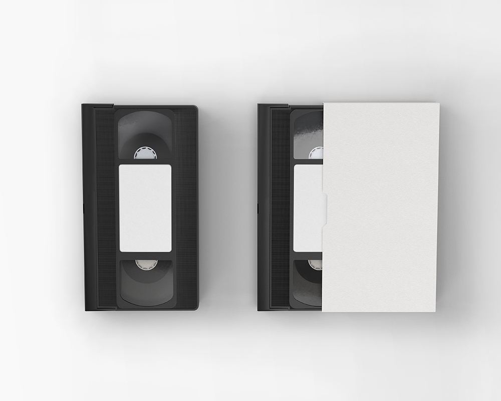 Top View of 2 Vintage VHS Cassettes Mockup