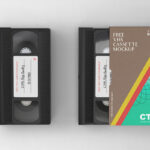 Top View of 2 Vintage VHS Cassettes Mockup