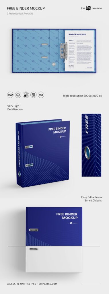 Top View of 3 Corporate Binder Mockups