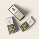 Top View of 3 Lying Eco Paper Bags Mockup