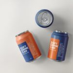 Top View of 3 Soft Drink Cans Mockup