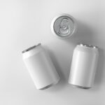 Top View of 3 Soft Drink Cans Mockup