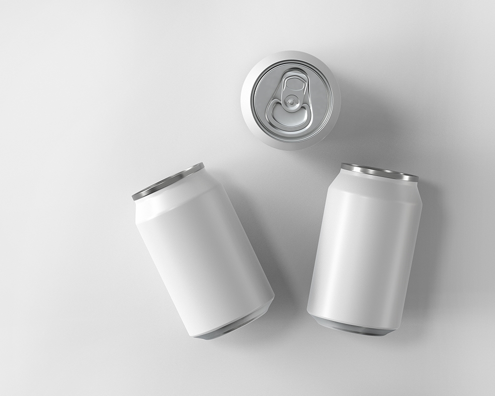 Top View of 3 Soft Drink Cans Mockup