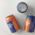 Top View of 3 Soft Drink Cans Mockup