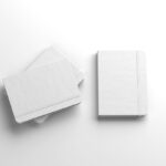 Top View of 3 Stacked Notebooks Mockup