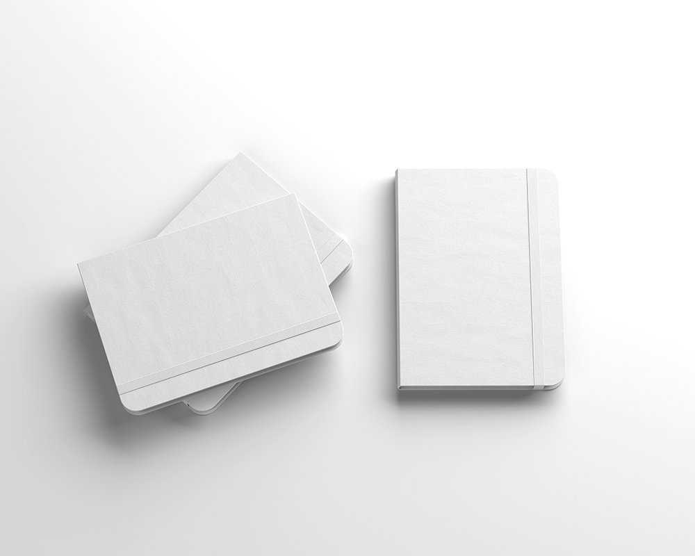 Top View of 3 Stacked Notebooks Mockup