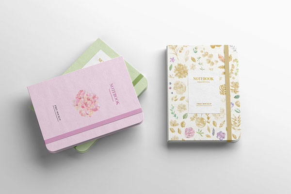 Top View of 3 Stacked Notebooks Mockup