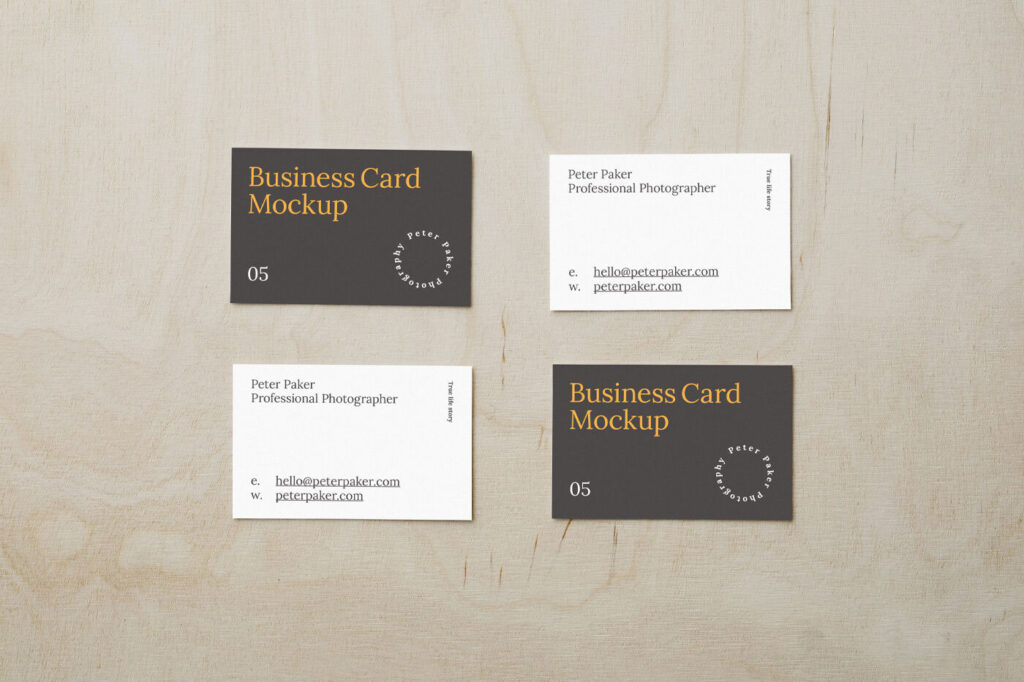 Top View of 4 Business Cards Mockup