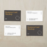 Top View of 4 Business Cards Mockup