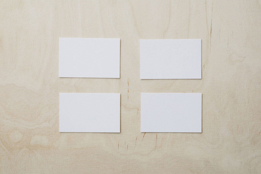 Top View of 4 Business Cards Mockup