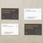 Top View of 4 Business Cards Mockup