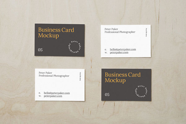 Top View of 4 Business Cards Mockup