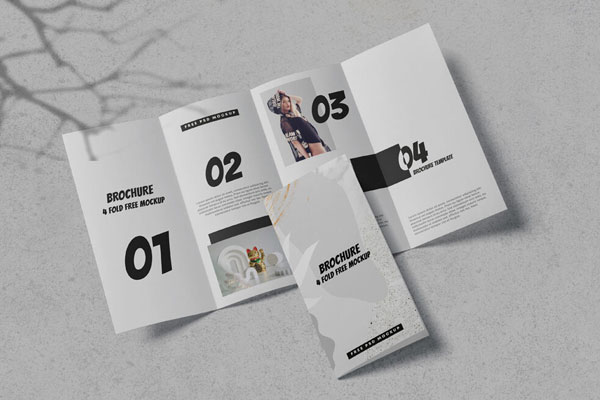 Top View of a 4-Fold Brochure Mockup