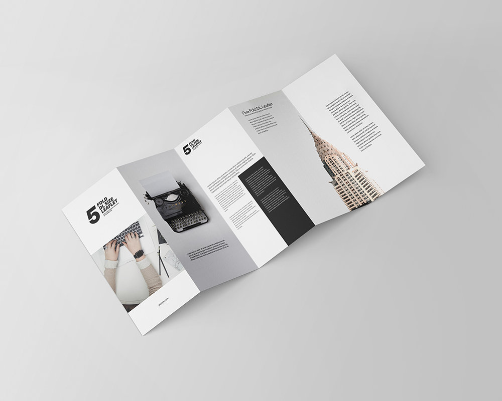 Top View of a 5 Fold DL Leaflet Mockup