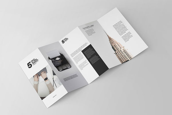 Top View of a 5 Fold DL Leaflet Mockup