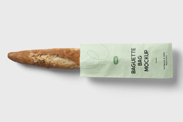 Top View of a Baguette Paper Bag Mockup