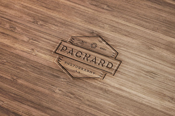 Top View of a Bamboo Wood Engraved Logo Mockup