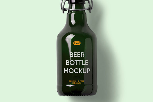 Top View of a Beer Bottle Mockup