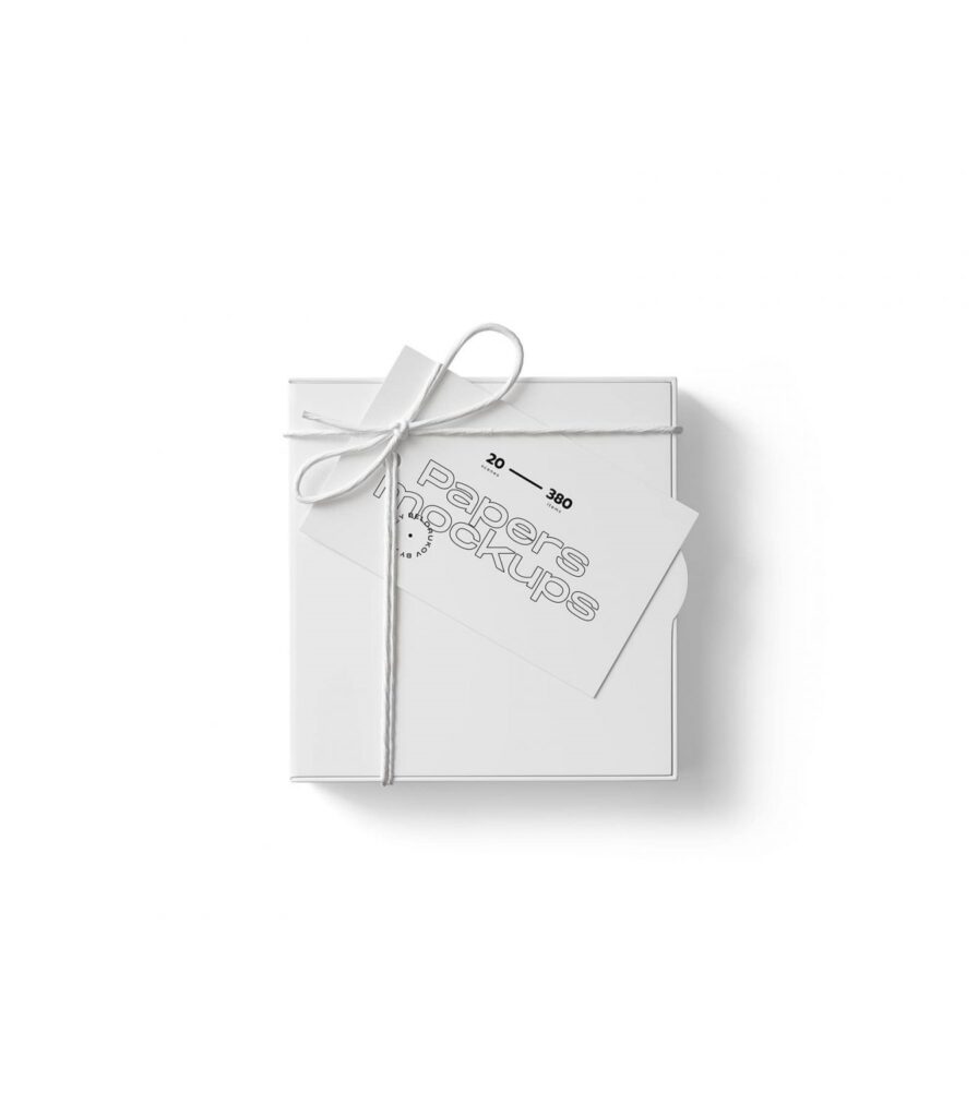 Top View of a Box Packaging with a Rope Mockup