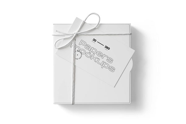 Top View of a Box Packaging with a Rope Mockup