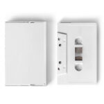 Top View of a Cassette Tape and Cover Mockup