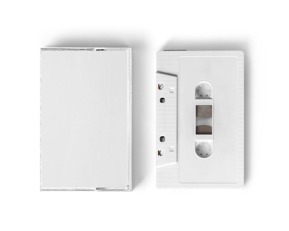 Top View of a Cassette Tape and Cover Mockup