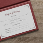 Top View of a Certificate of Marriage Mockup and AI Vector Flyer Template