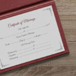 Top View of a Certificate of Marriage Mockup and AI Vector Flyer Template