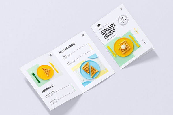 Top View of a Closed and Opened A4 Brochures Mockup