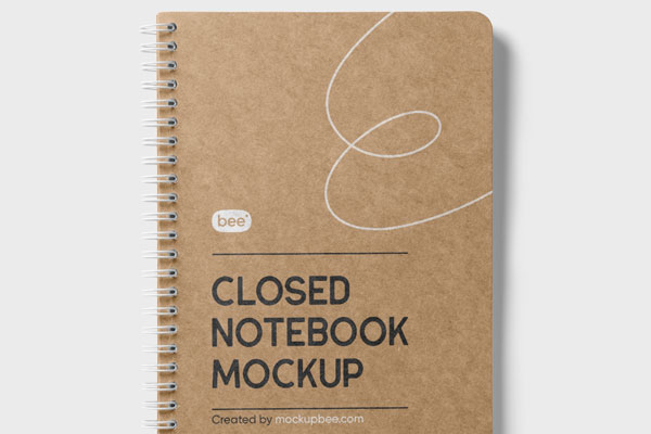 Top View of a Closed Wiry Notebook Mockup