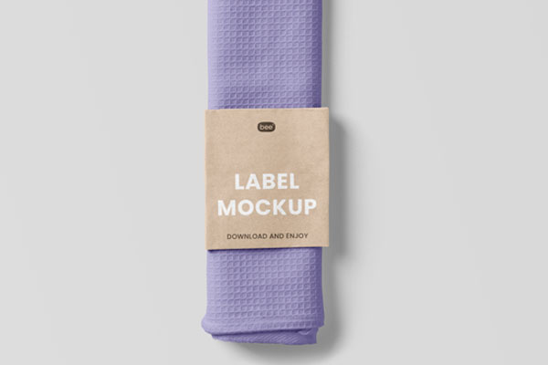 Top View of a Dishcloth Featuring Paper Label Mockup