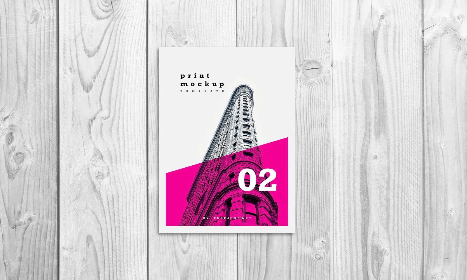 Top View of a Flyer/Poster on a Wooden Table Mockup FREE PSD
