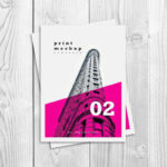 Top View of a Flyer/Poster on a Wooden Table Mockup