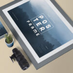 Top View of a Framed Poster Mockup