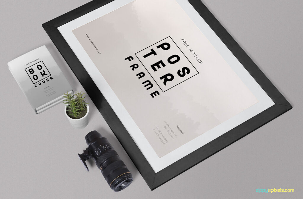 Top View of a Framed Poster Mockup