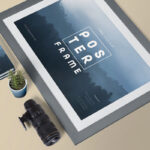 Top View of a Framed Poster Mockup