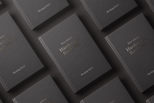 Top View of a Grid of Hardcover Books Mockup