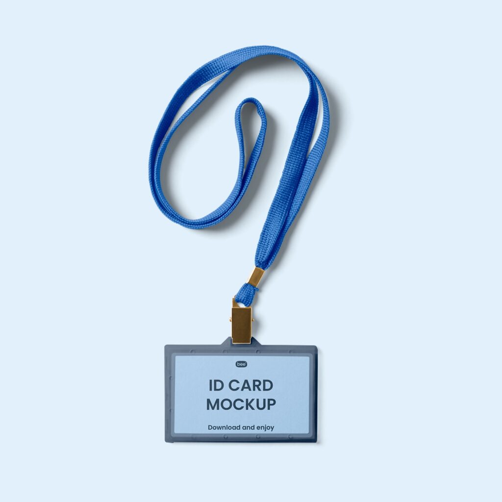Top View of a Hanging ID Card Mockup