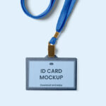 Top View of a Hanging ID Card Mockup