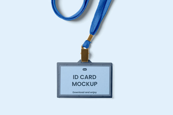 Top View of a Hanging ID Card Mockup